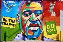 GeorgeFloydMuralBeChangeGoVote