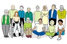 Group of diverse people of all genders, ages, not disabled/disabled