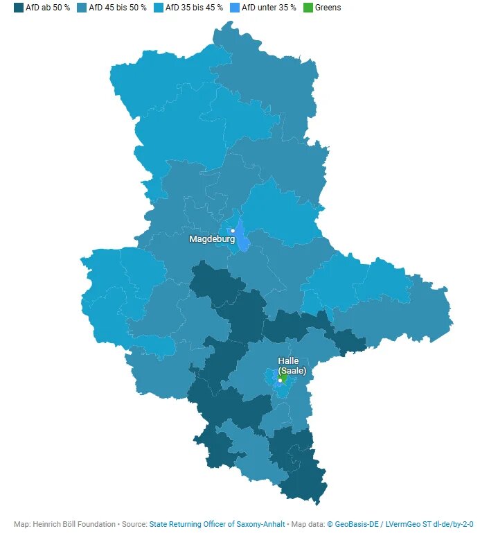 Map: Heinrich Böll FoundationSource: State Returning Officer of Saxony-AnhaltMap data: © GeoBasis-DE / LVermGeo ST dl-de/by-2-0