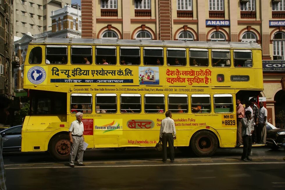 Double-decker buses came to India in 1937. They show the influence of Britain.