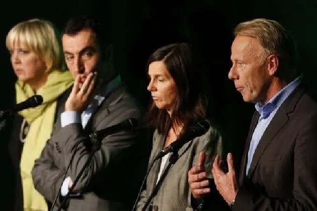 From the left: co-chairs of the Bündnis 90/Die Grünen Claudia Roth and Cem Özdemir and election campaign leaders Katrin Göring-Eckardt i Jürgen Trittin