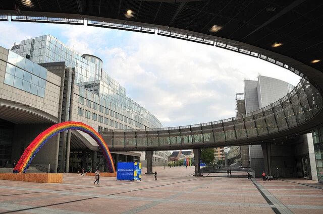 European Parliament and Polish art installation