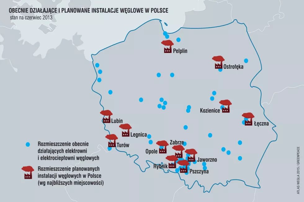 Obecnie działające i planowane instalacje węglowe w Polsce