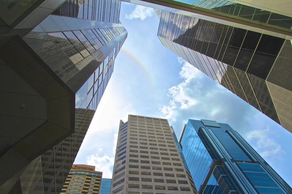Rainbow in the towers.